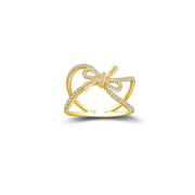18k Gold Curved Ribbon Diamond Ring - Genevieve Collection