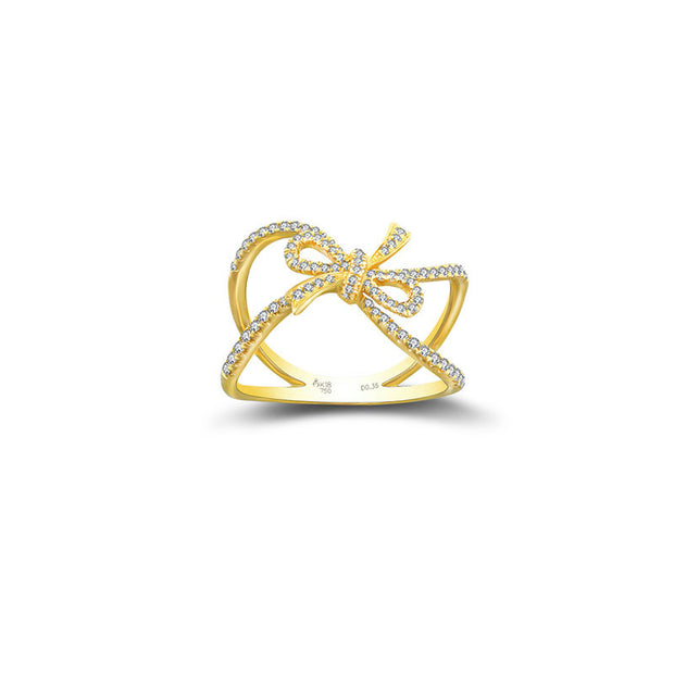 18k Gold Curved Ribbon Diamond Ring - Genevieve Collection