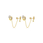18k Gold Star Shape Diamond Ear Cuff & Earring - Genevieve Collection