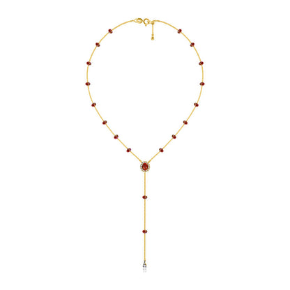 18k Gold By the Yard Ruby Dangle Necklace - Genevieve Collection