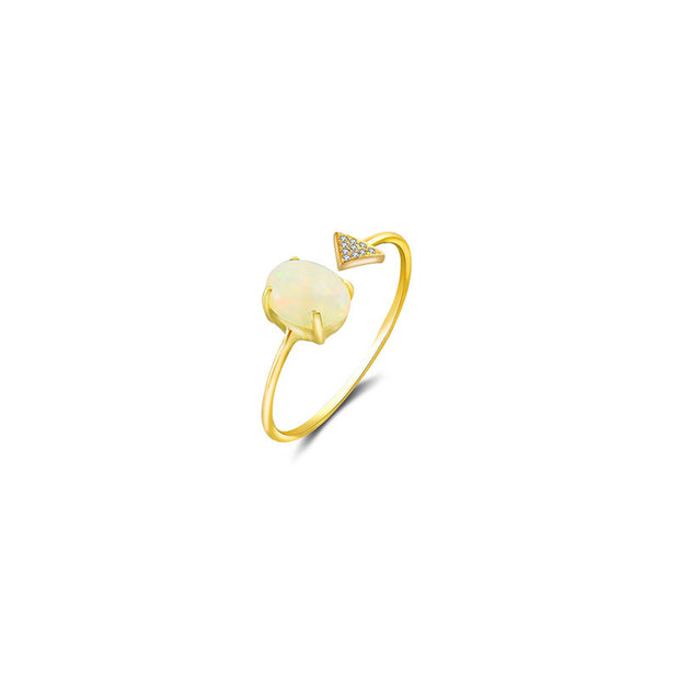 18k Gold Opal Open Diamond Ring With Arrow Shape - Genevieve Collection