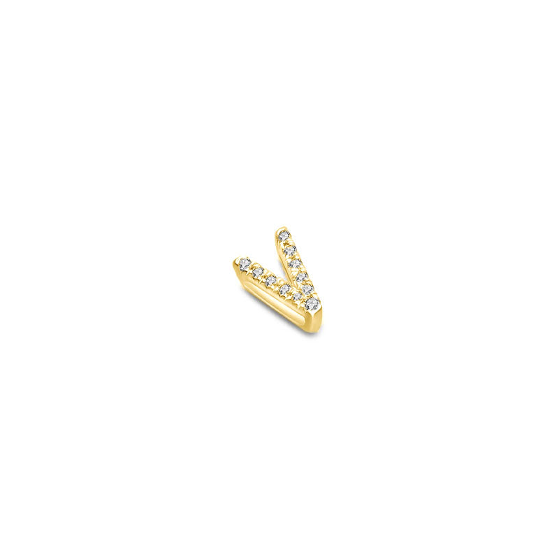 18k Gold Initial Letter "V" Diamond Pendant - Genevieve Collection