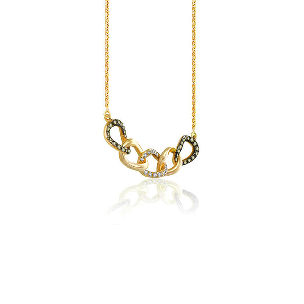 18k Gold Chain Shape Diamond Necklace With Black Plating - Genevieve Collection