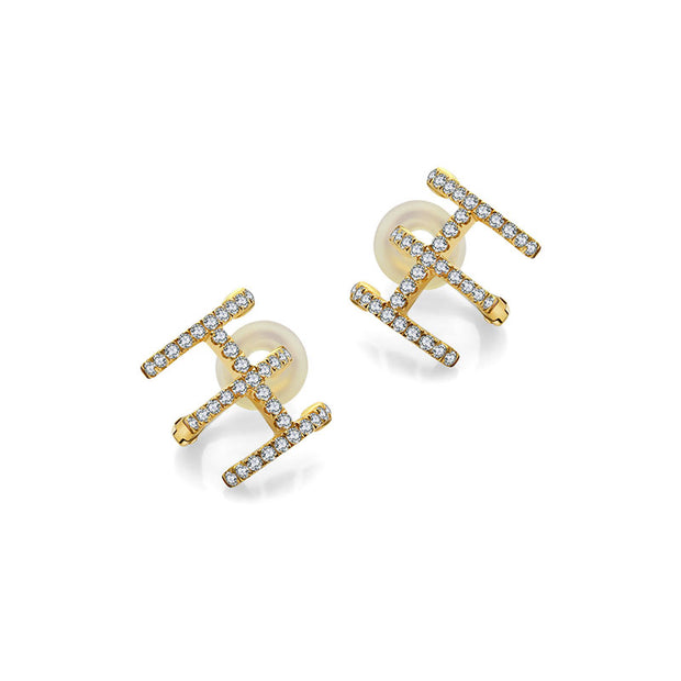18k Gold Triple Line Diamond Ear Cuff - Genevieve Collection