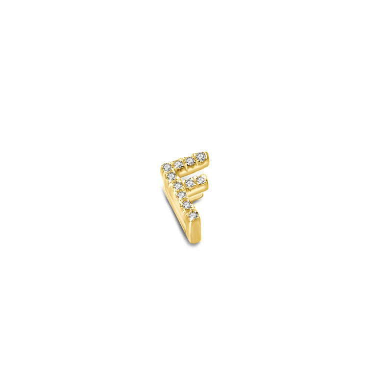 18k Gold Initial Letter "F" Diamond Pendant - Genevieve Collection