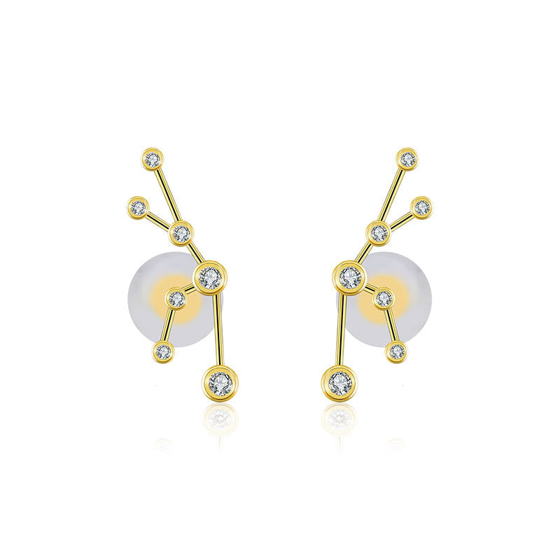 Taurus Zodiac Constellation Earring 18k Gold & Diamond - Genevieve Collection