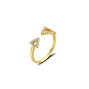18k Gold Double Arrow Diamond Ring - Genevieve Collection