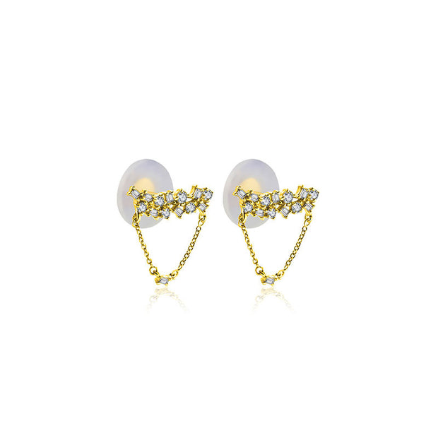 18k Gold Irregular Shape Chain Diamond Earring - Genevieve Collection