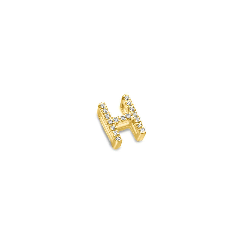 18k Gold Initial Letter "H" Diamond Pandent + Necklace - Genevieve Collection