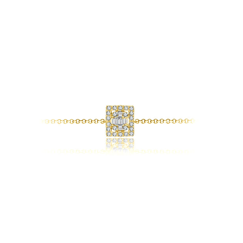 18k Gold Square-Shaped Adjustable Diamond Bracelet - Genevieve Collection