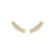 18k Gold Curve Shape with Rectangle Diamond Earring - Genevieve Collection