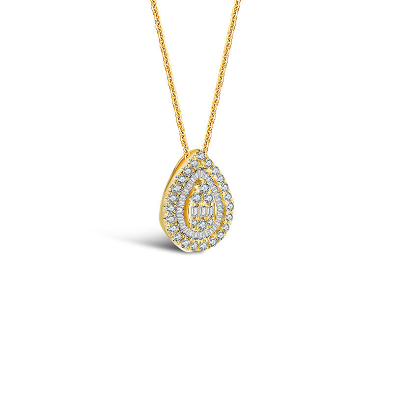 18k Gold 2 ways Drop Shape Diamond Necklace - Genevieve Collection