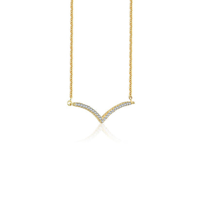 18k Gold Double Curve Diamond Necklace - Genevieve Collection