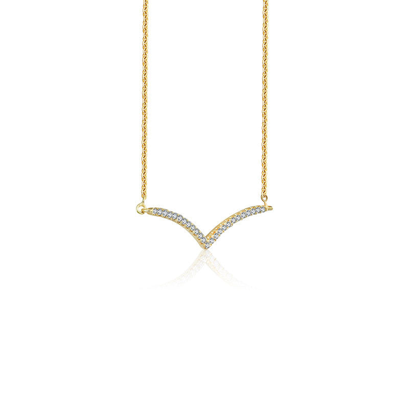 18k Gold Double Curve Diamond Necklace - Genevieve Collection