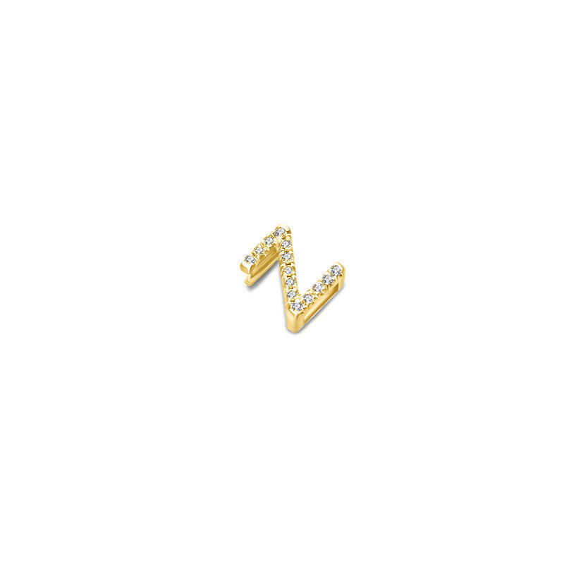 18k Gold Initial Letter "Z" Diamond Pandent + Necklace - Genevieve Collection