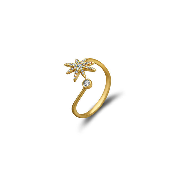 18k Gold Star Open Diamond Ring - Genevieve Collection