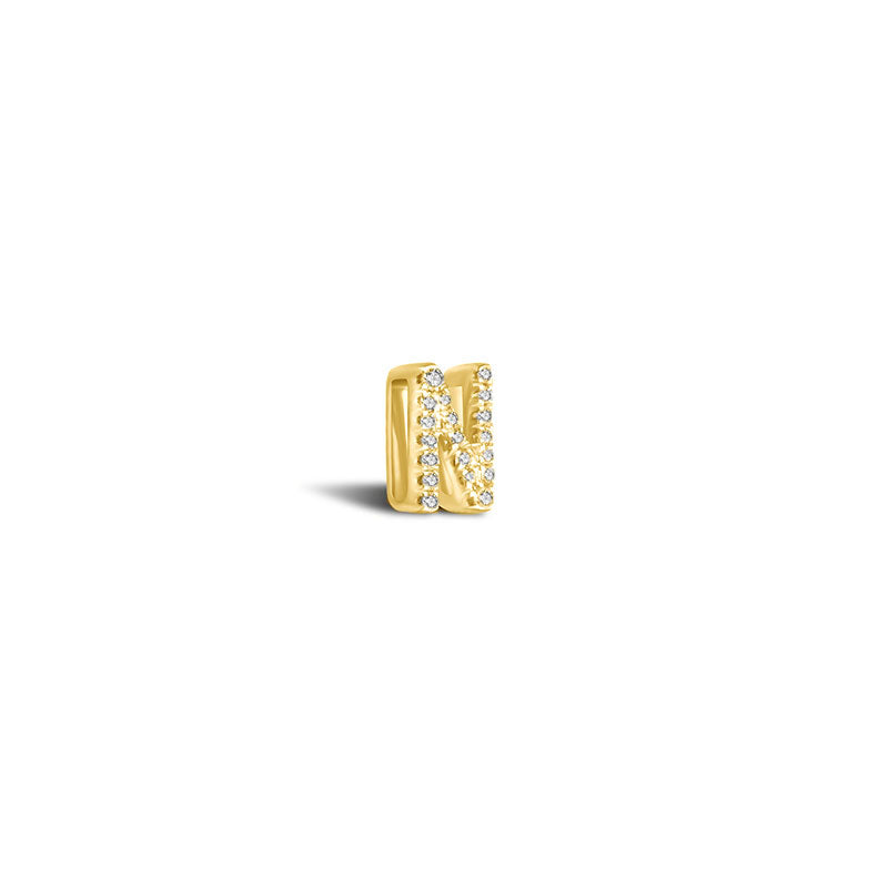 18k Gold Initial Letter "N" Diamond Pandent + Necklace - Genevieve Collection