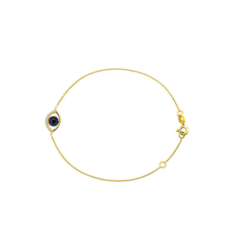 18k Gold Evil Eye Sapphire and Diamond Bracelet - Genevieve Collection