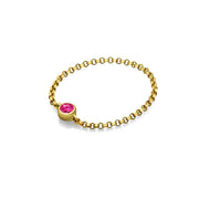 18k Gold October Birthstone Tourmaline Chain Ring - Genevieve Collection