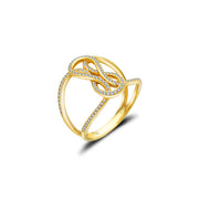 18k Gold Curved Loop Diamond Ring - Genevieve Collection