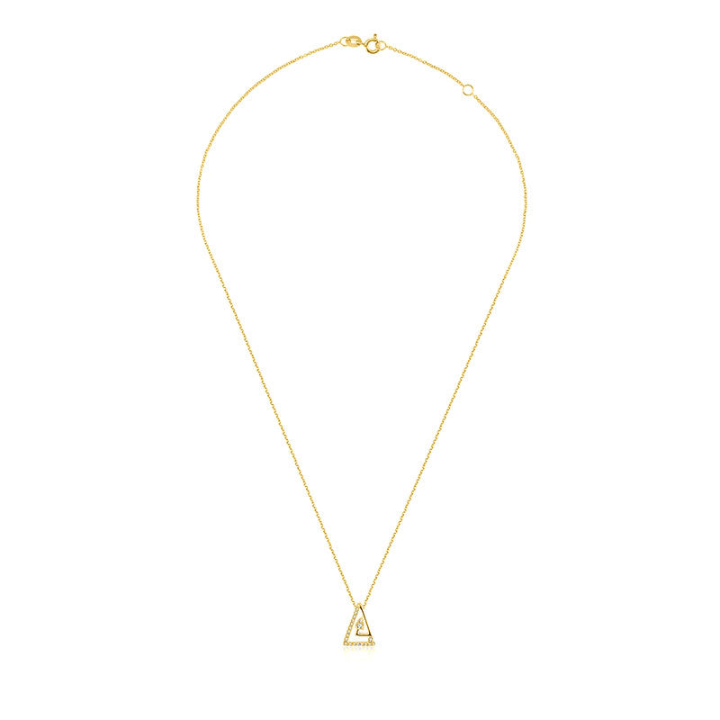 18k Gold Helix Triangle Diamond Necklace - Genevieve Collection