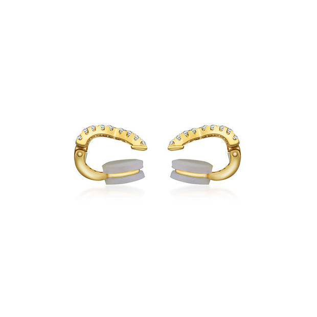 18k Gold Triple Curve Diamond Ear Cuff - Genevieve Collection