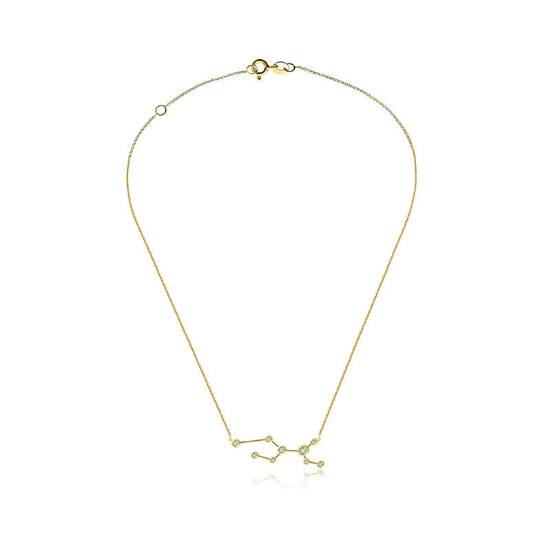 Virgo Zodiac Constellation Necklace 18k Gold & Diamond - Genevieve Collection