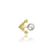 18k Gold Quadruple Star Open Diamond Ring With Pearl - Genevieve Collection