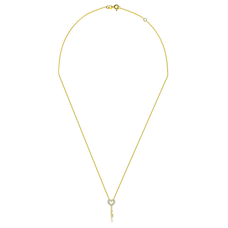 18k Gold Key Shape Diamond Necklace - Genevieve Collection