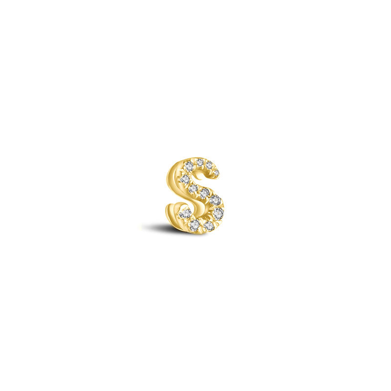 18k Gold Initial Letter "S" Diamond Pendant - Genevieve Collection