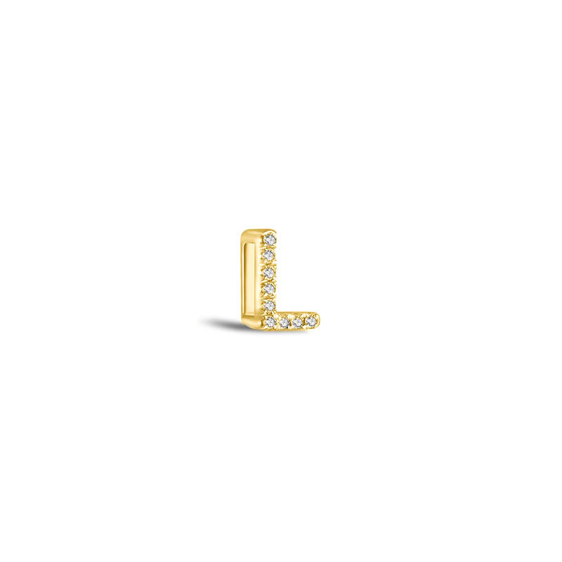 18k Gold Initial Letter "L" Diamond Pandent + Necklace - Genevieve Collection