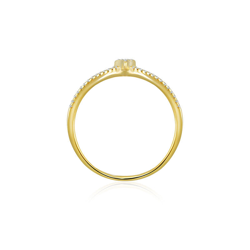 18k Gold Double Wave Arrow Diamond Ring - Genevieve Collection