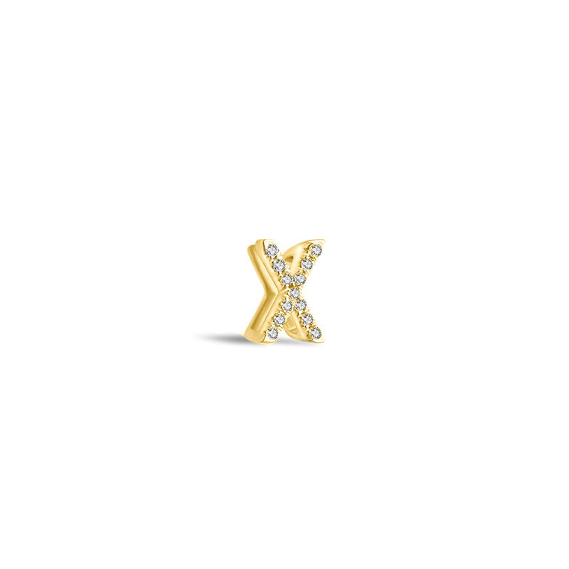 18k Gold Initial Letter "X" Diamond Pandent + Necklace - Genevieve Collection