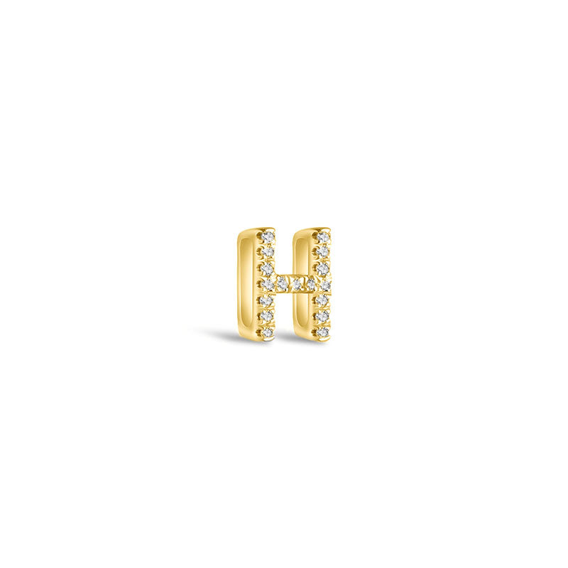 18k Gold Initial Letter "H" Diamond Pendant - Genevieve Collection