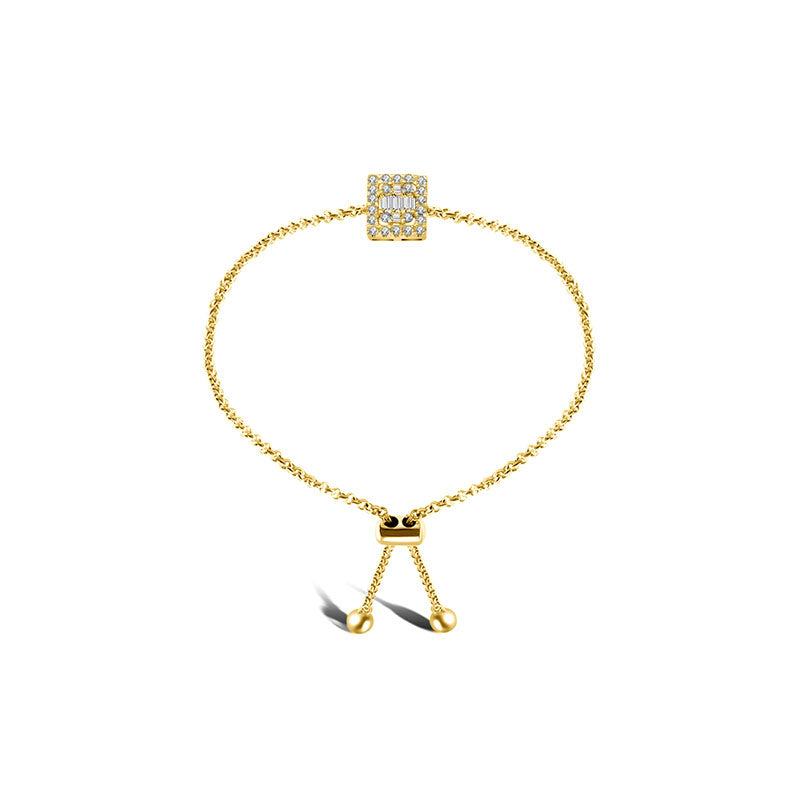 18k Gold Square-Shaped Adjustable Diamond Bracelet - Genevieve Collection