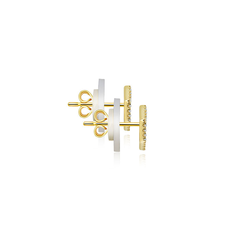 18k Gold Geometric Cube Diamond Earring - Genevieve Collection