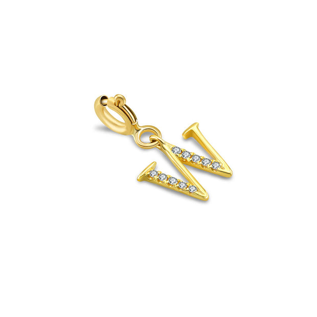 18k Gold Letter "W" Diamond Charms - Genevieve Collection