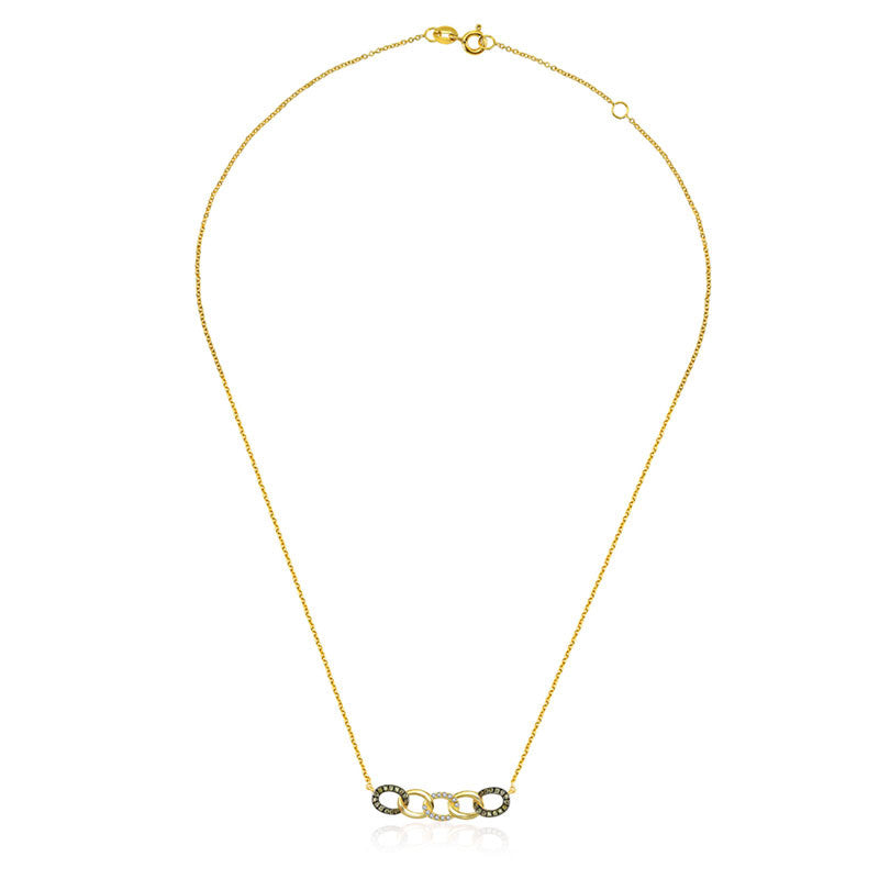 18k Gold Chain Shape Diamond Necklace With Black Plating - Genevieve Collection