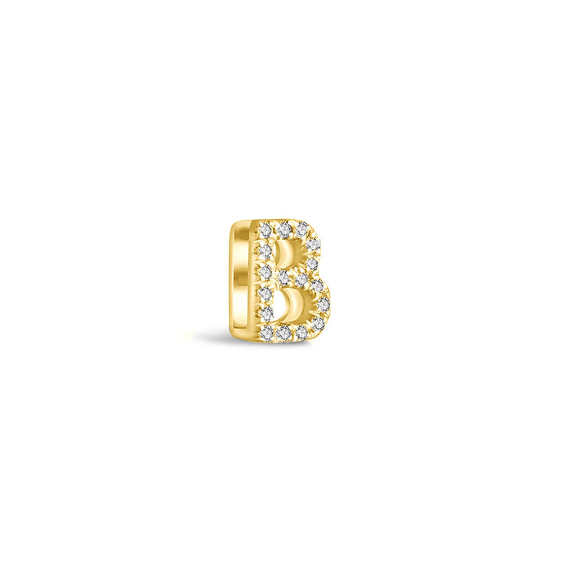 18k Gold Initial Letter "B" Diamond Pendant - Genevieve Collection