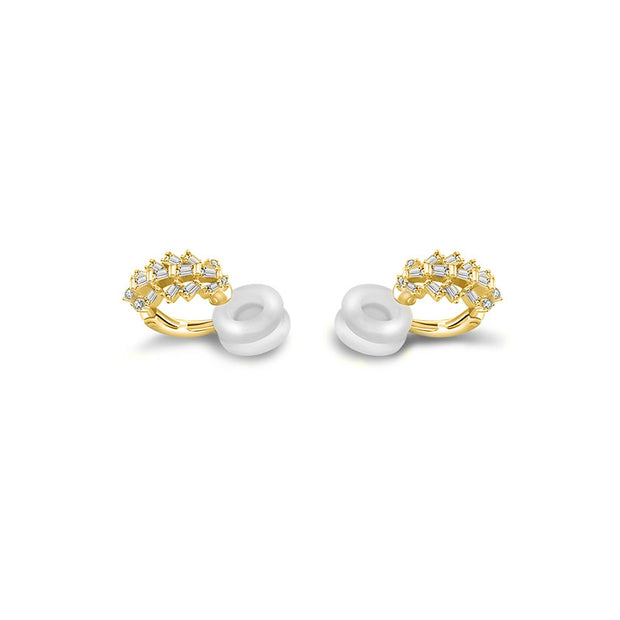 18k Gold Diamond Ear Cuff with Fan Pattern - Genevieve Collection