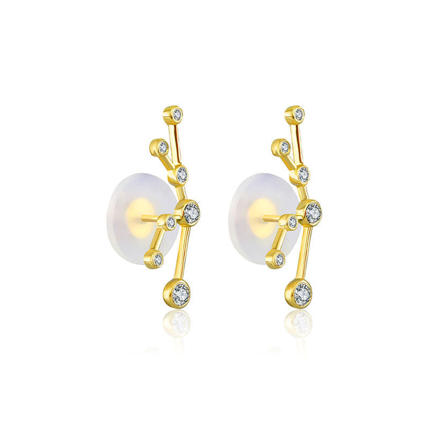 Taurus Zodiac Constellation Earring 18k Gold & Diamond - Genevieve Collection