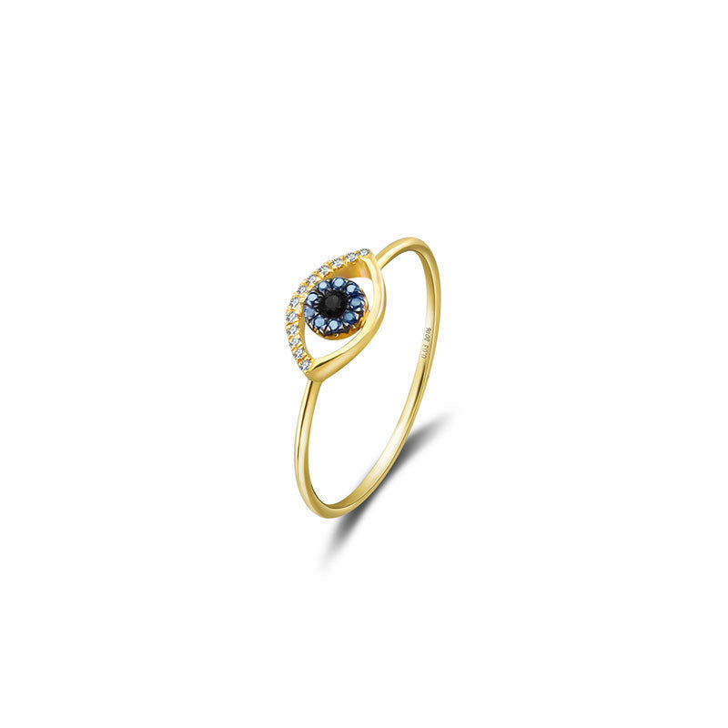 18k Gold Evil Eye Sapphire Diamond Ring - Genevieve Collection