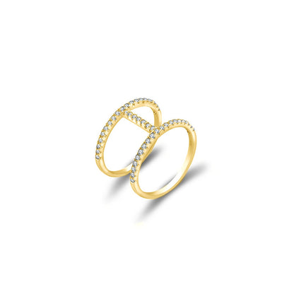 18k Gold Connected Line Diamond Ring - Genevieve Collection