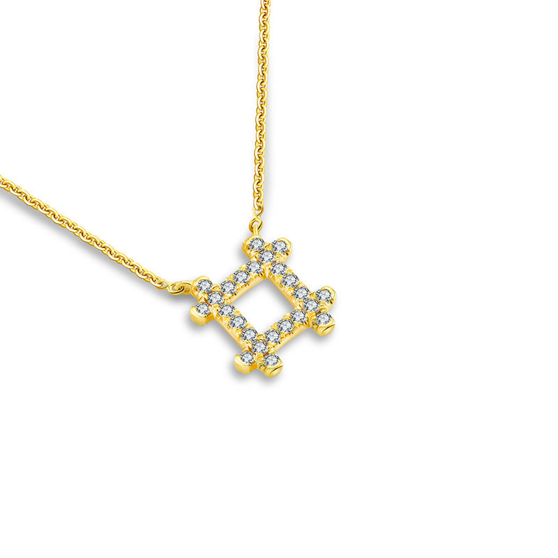 18k Gold Hashtag Shape Diamond Necklace - Genevieve Collection