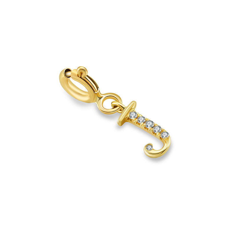 18k Gold Letter "J" Diamond Charms - Genevieve Collection