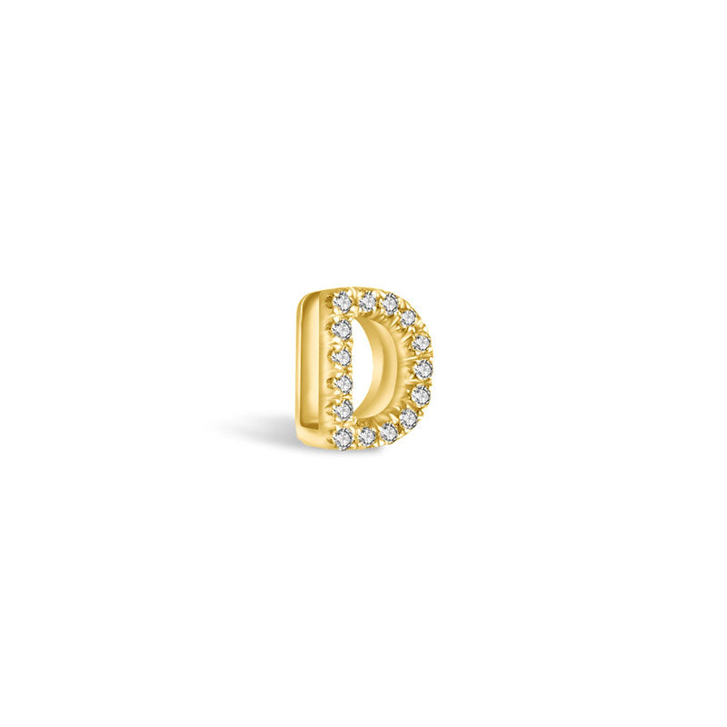 18k Gold Initial Letter "D" Diamond Pandent + Necklace - Genevieve Collection