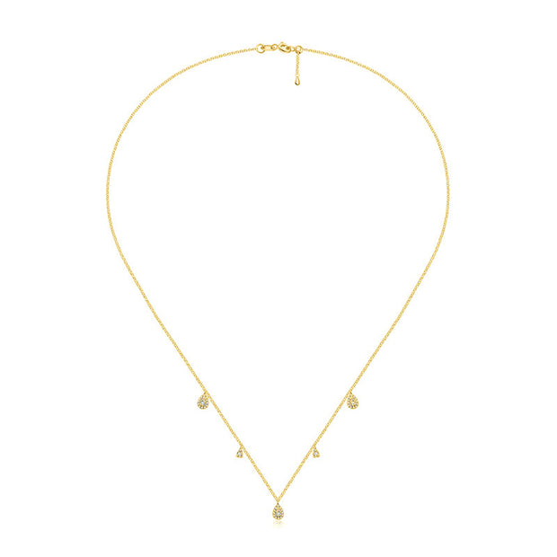 18k Gold Drop Shape Diamond Necklace / Choker - Genevieve Collection