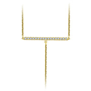 18k Gold Line Dangling Diamond Necklace - Genevieve Collection