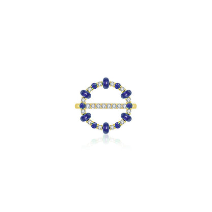 18k Gold 2 ways Beaded Sapphire and Diamond Ring - Genevieve Collection