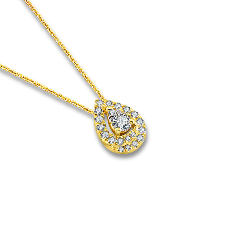 18k Gold Water Drop Shape Diamond Necklace - Genevieve Collection